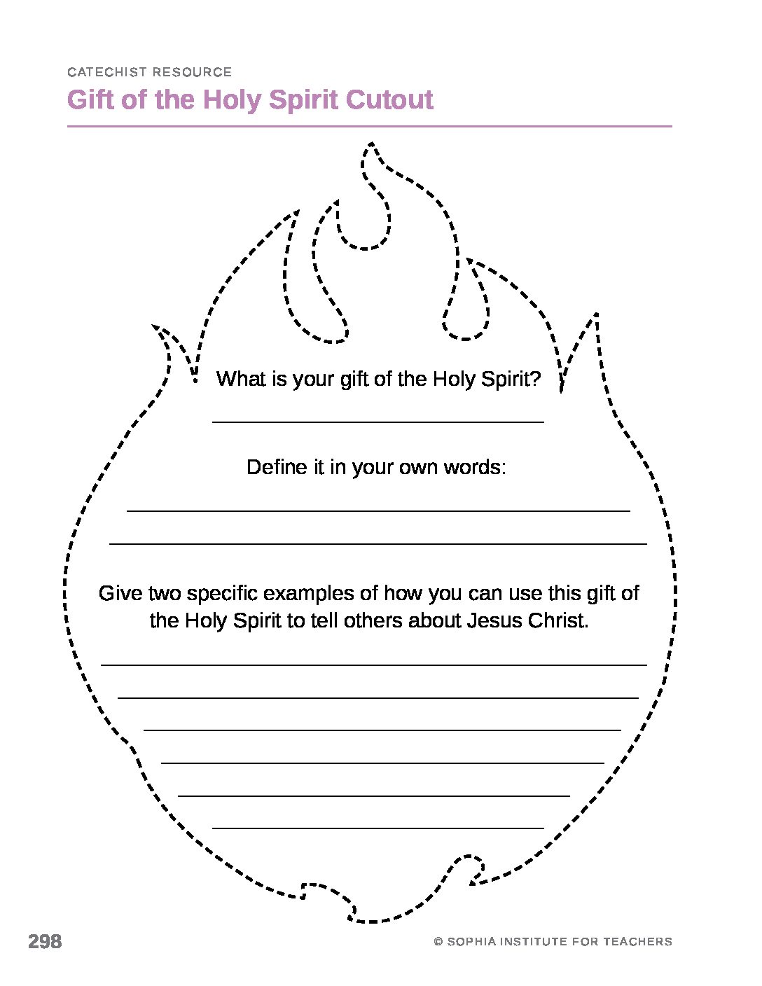 Gift Of The Holy Spirit Cutout | PEGr2 - Sophia Teachers