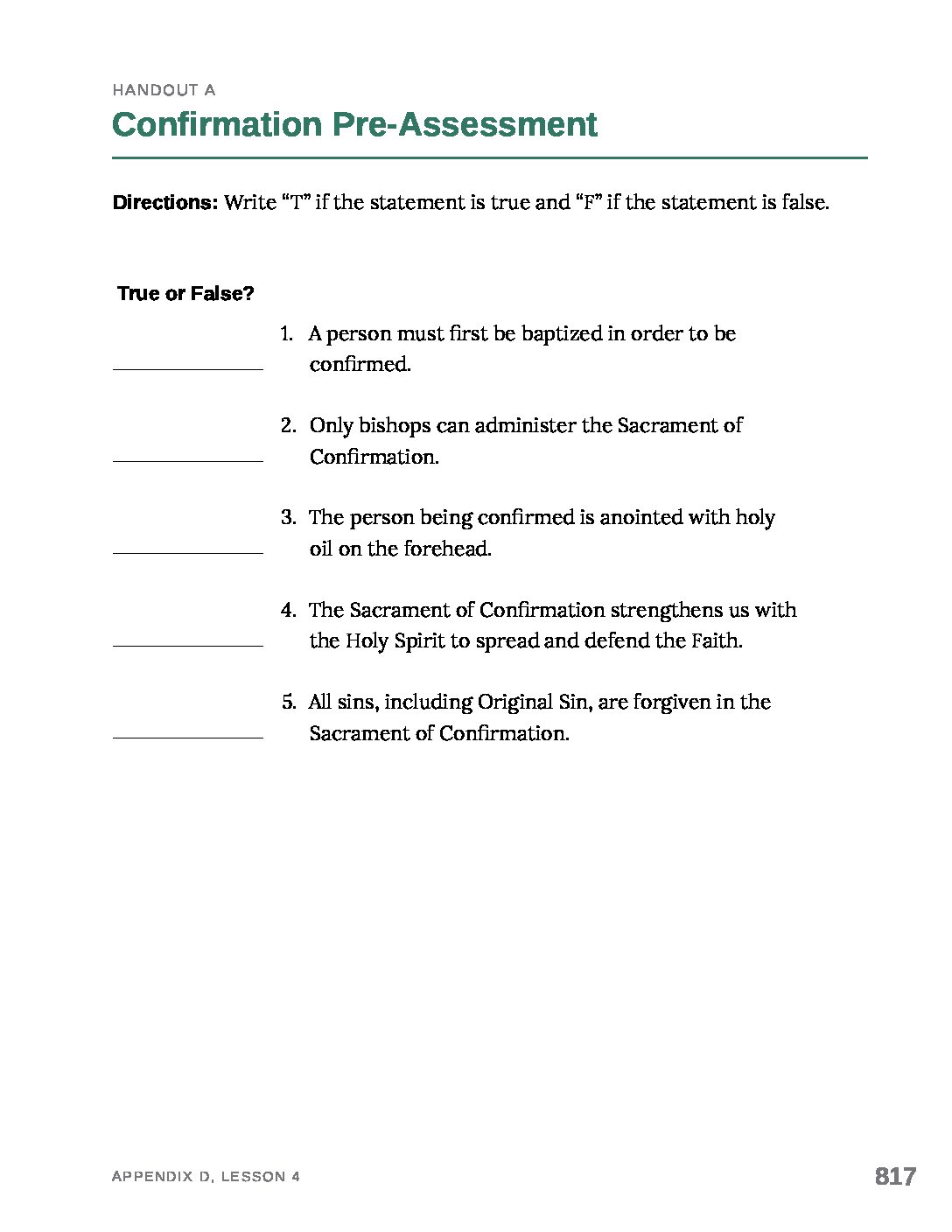 Handout A: Confirmation Pre-Assessment | Gr3U8L3 - Sophia Teachers