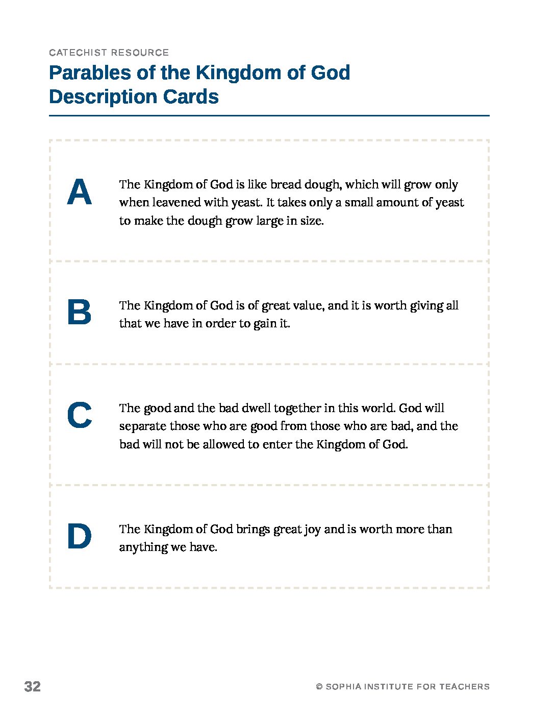 5 Parables Grade 5 Parables of the Kingdom of God Description Cards ...