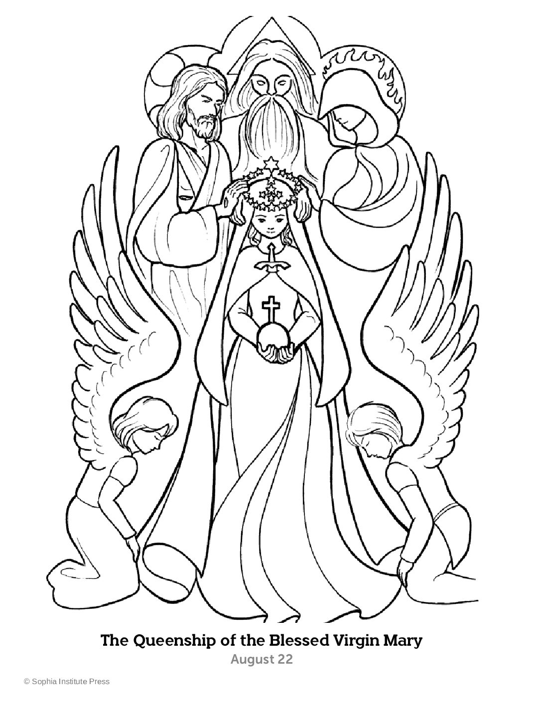 The Queenship Of The Blessed Virgin Mary Story And Coloring Page Sophia Teachers
