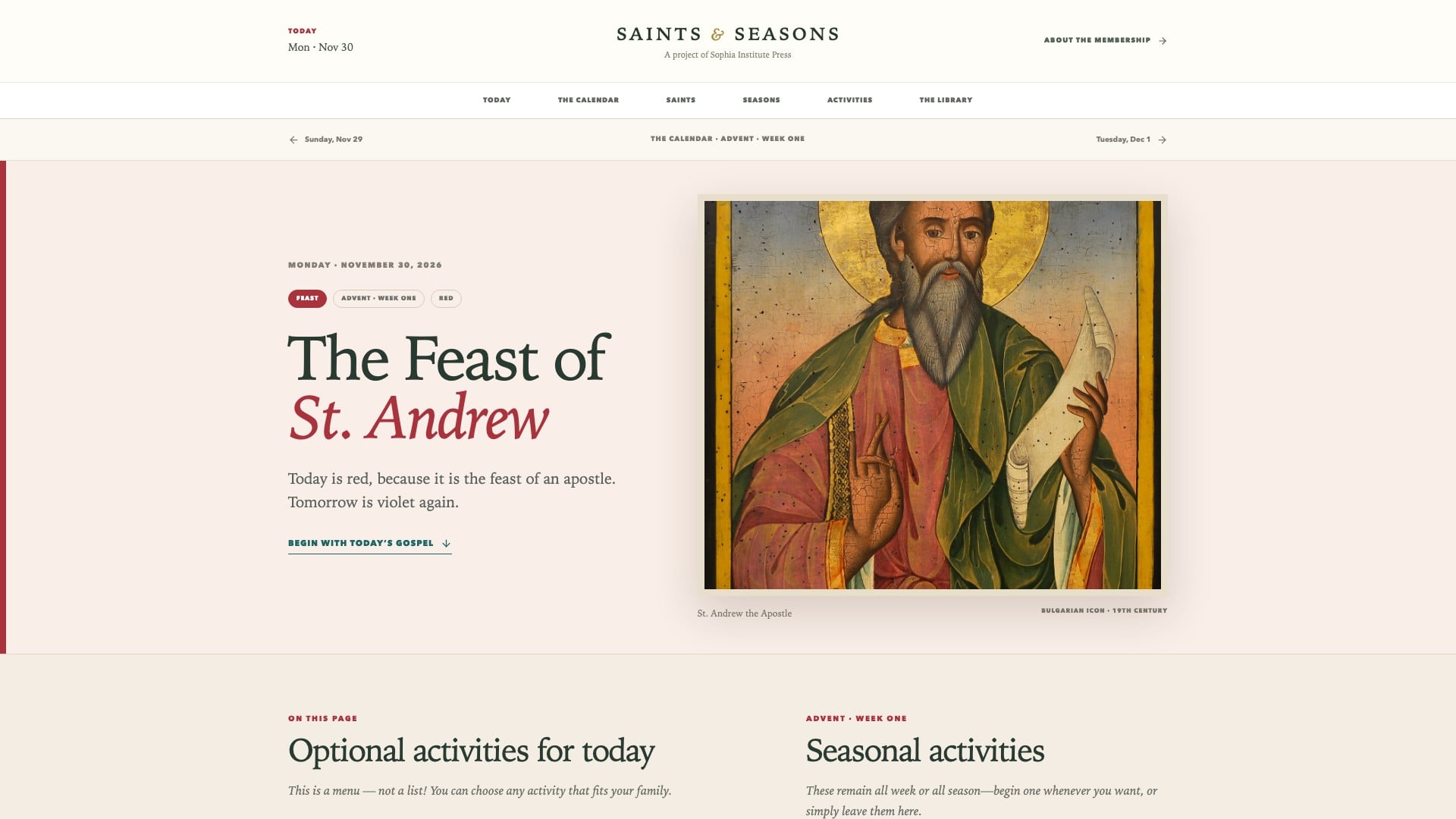 Full preview of the Saints and Seasons November 30 member page