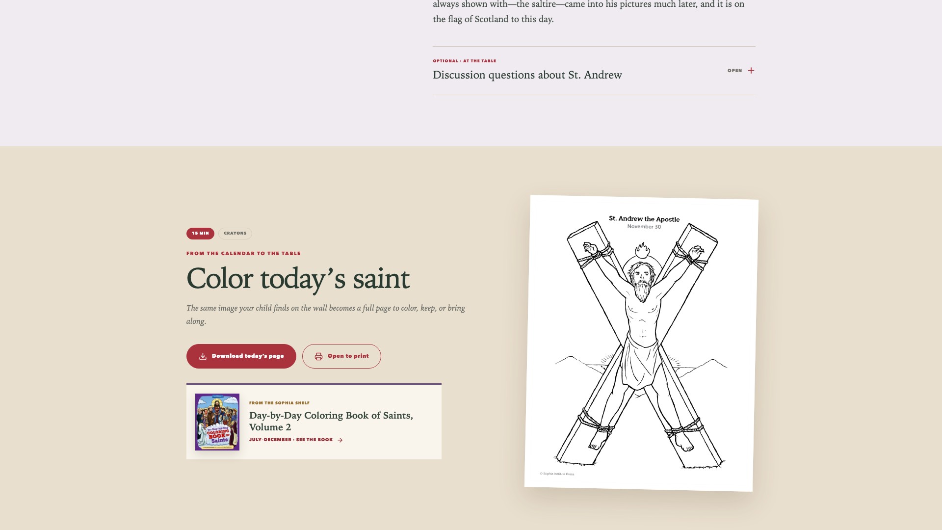 Full preview of the Saints and Seasons November 30 member page, continued